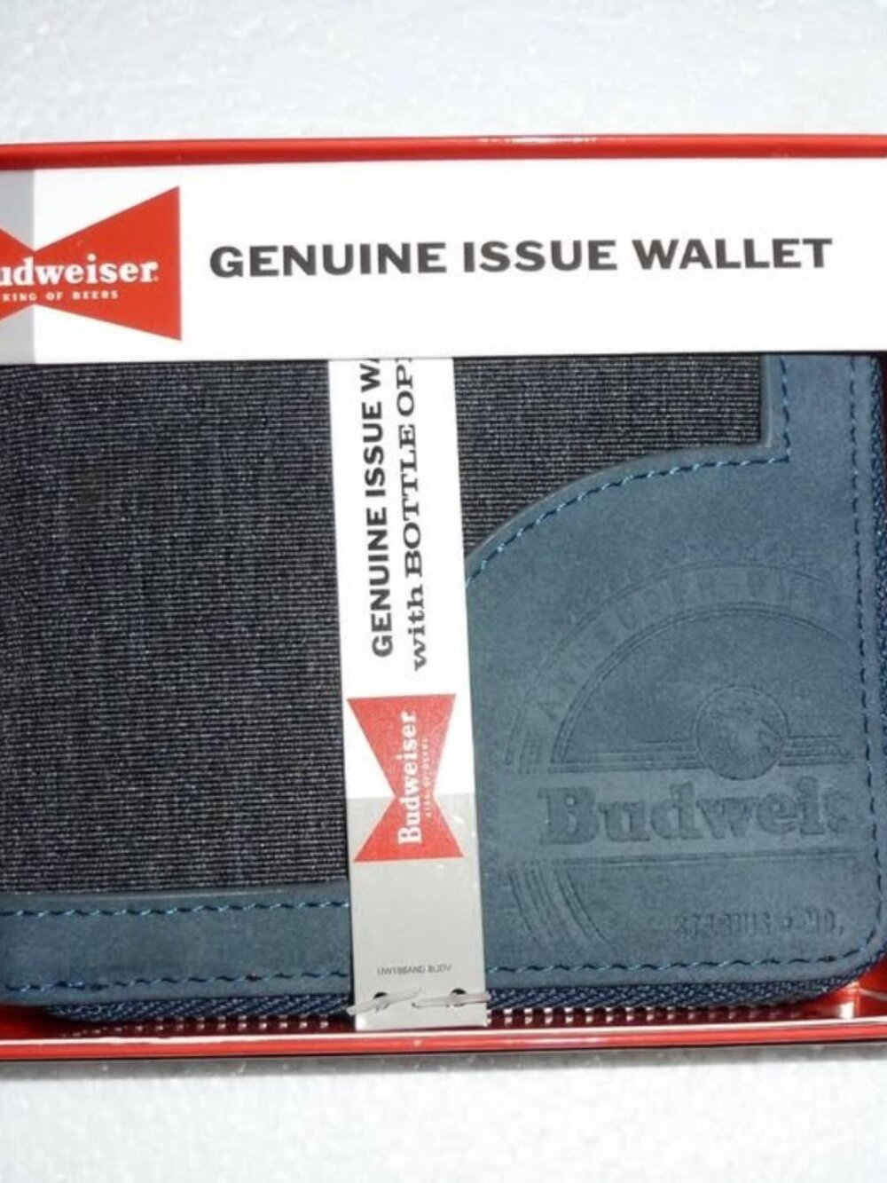 Budweiser Genuine Issue Bi-Fold Black Men's Wallet / Bottle Opener - NIB